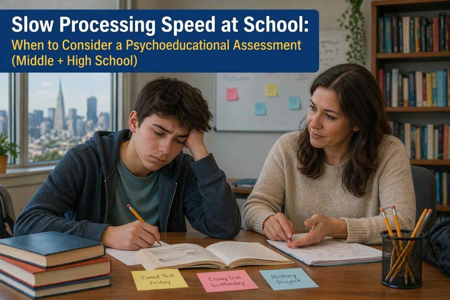 Slow Processing Speed at School: When to Consider a Psychoeducational Assessment (Middle + High School)